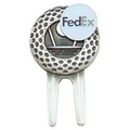 Golf Ball Design Divot Tool w/ Ball Marker